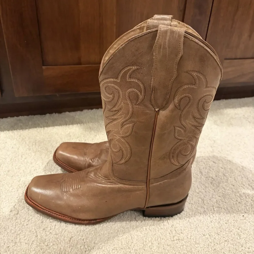 Demo Try On Shyanne Darby Western Boot Light Brown Women's Size 11 Wide Calf
